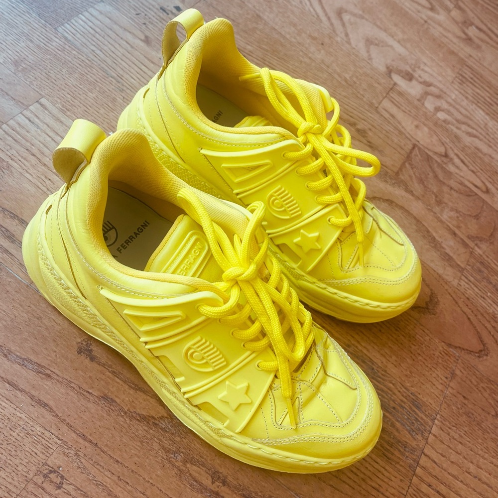 Chiara Ferragni yellow sneakers shoes size EU 39 made in Italy